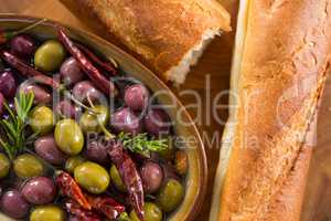 Pickled olives with bread