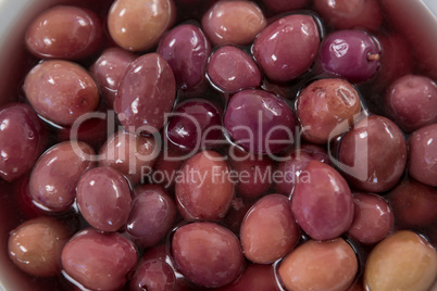 Marinated olives in bowl