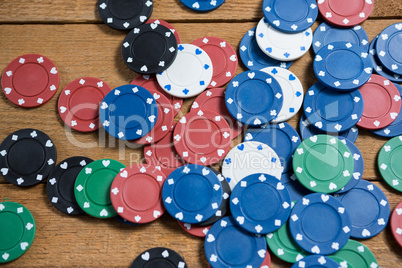 Overhead view of scattered chips