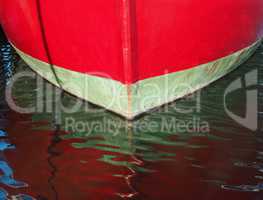 Red boat in marina