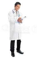 Full body medical doctor writing