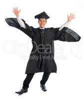 University student graduation jumping