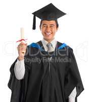 University student graduation, showing cert