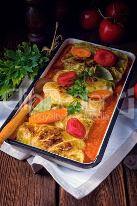 golabki - polish cabbage rolls in tomato sauce