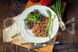 Hungarian goulash with potato pancakes