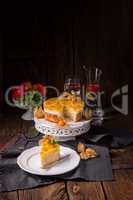 delicious cakes with Physalis, fresh apples and cream