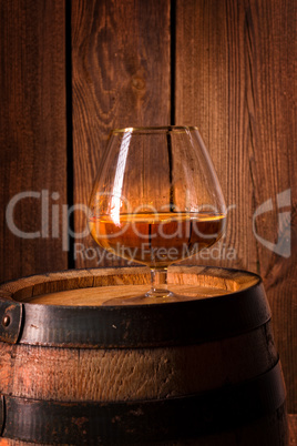 delicious bourbon on a wooden barrel