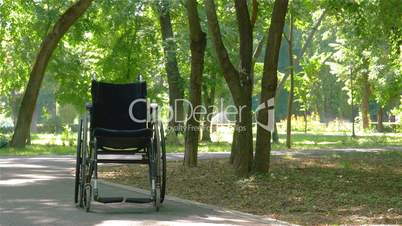 Wheelchair left empty in park