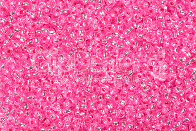 Many pink glass beads.