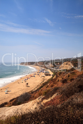 Blue sky over the farthest south end of Crystal Cove beach