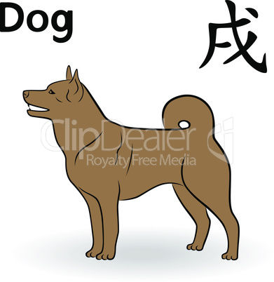 Chinese Zodiac Sign Dog in brown color