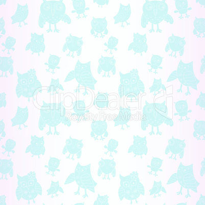 Light blue owl seamless pattern