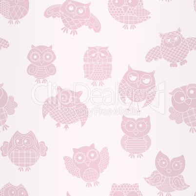 Cartoon owl seamless pattern