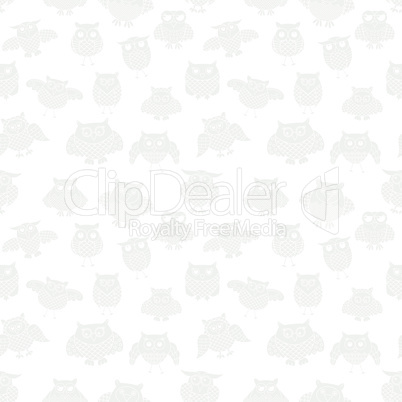 Light grey owl seamless pattern