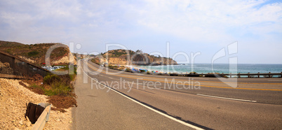 Blue sky over the farthest south end of Crystal Cove beach