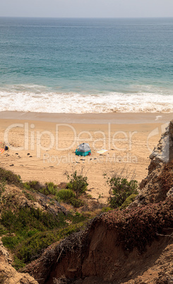 Tent at the farthest south end of Crystal Cove beach