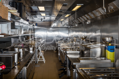 Professional kitchen, view counter in steel