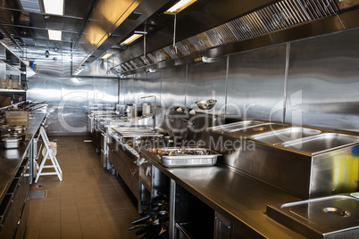 Professional kitchen, view counter in steel