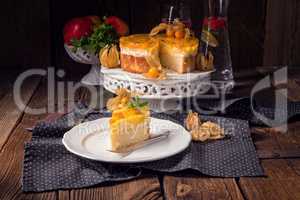 delicious cakes with Physalis, fresh apples and cream