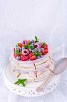 Pavlova with berry fruits
