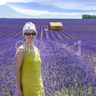 Woman in lavender field