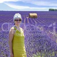 Woman in lavender field