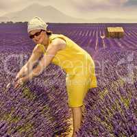 Woman in lavender field