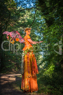 actress as fairy in forest