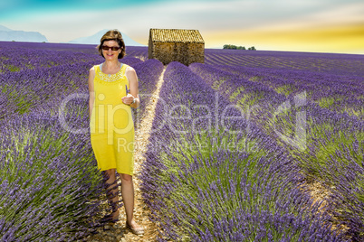 Woman in lavender field