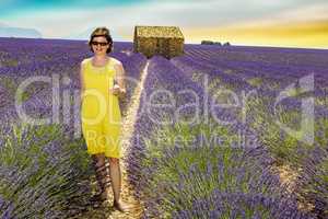 Woman in lavender field