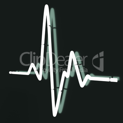 Fluorescent tube as a cardiogram sign on the wall, 3d illustration