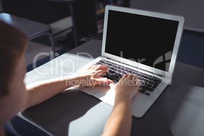 Boy using laptop at desk