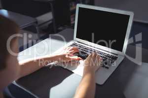 Boy using laptop at desk