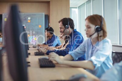 Business people working at call center