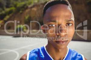 Close up portrait of male basketball teenager