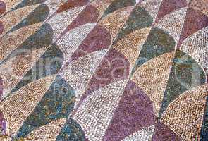 Decorated mosaic floor in the roman Caracalla Thermae Baths in R
