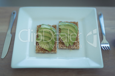 High angle view of food served in plate