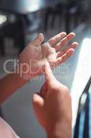 Girl gesturing in school