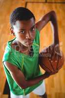 Close up portrait of teenage basketball player