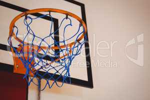 Low angle view of blue basket ball hoop