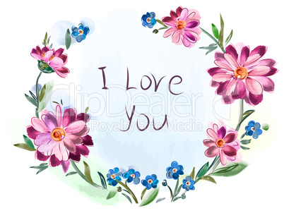 Greeting card from a bouquet of flowers