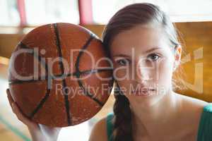 Close up portrait of female basketball player