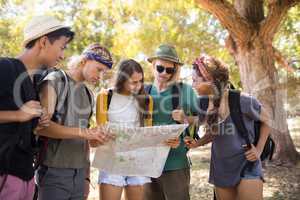 Friends using map