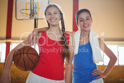 Portrait of female basketball players