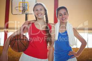 Portrait of female basketball players