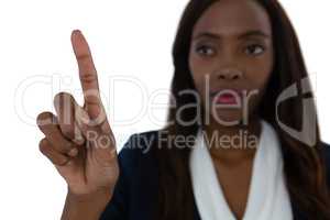 Close up of businesswoman touching imaginary screen