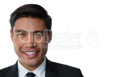 Close up portrait of young smiling businessman