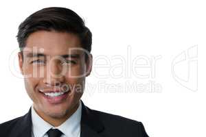 Close up portrait of young smiling businessman