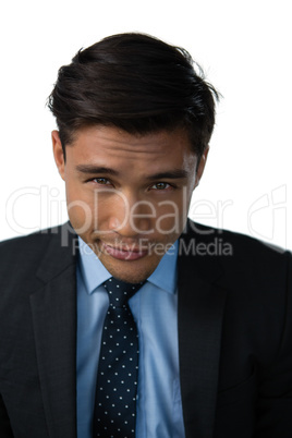 Close up portrait of businessman with black hair