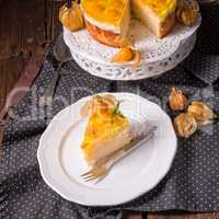 delicious cakes with Physalis, fresh apples and cream